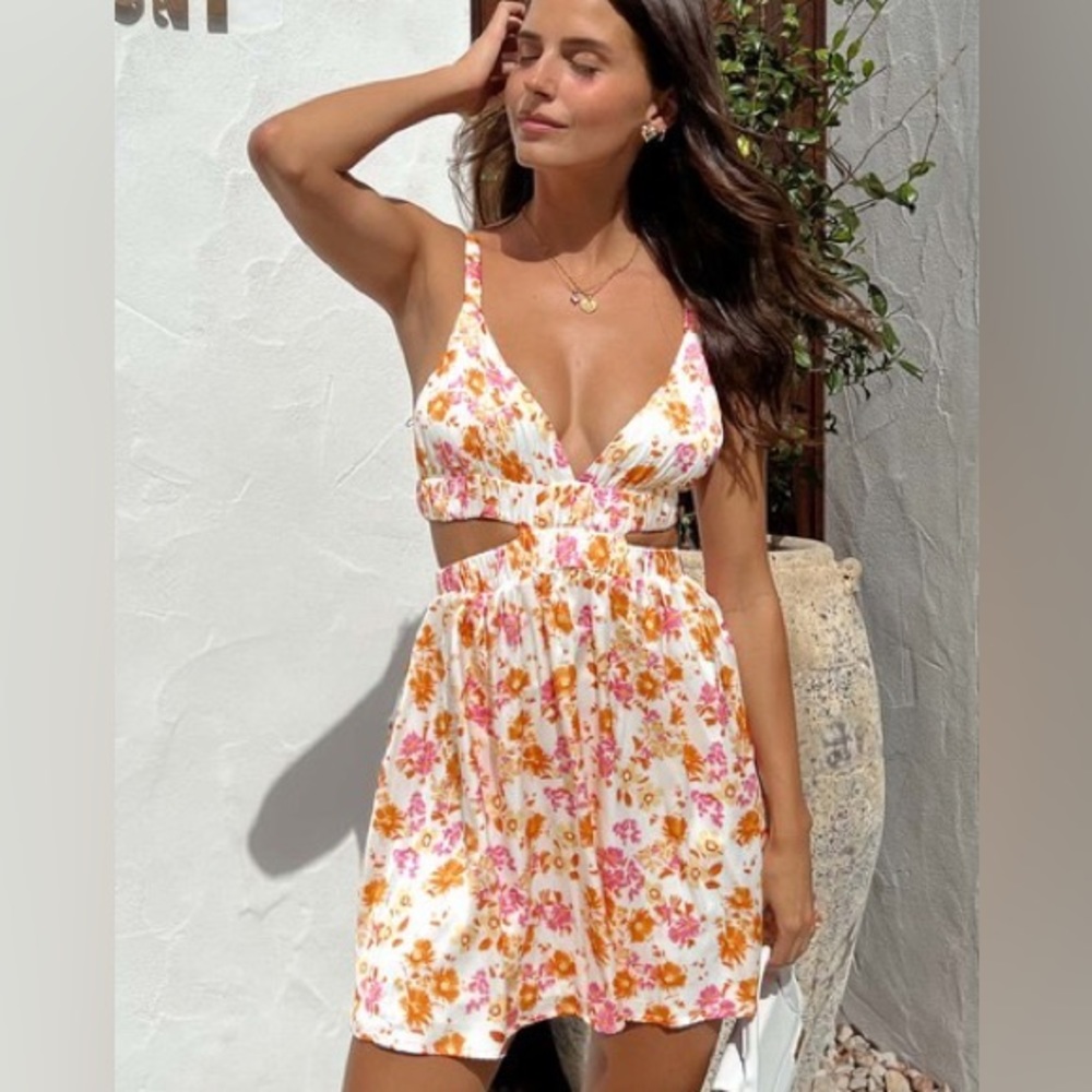 Beginning Boutique Orange Floral mini dress